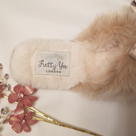 💎Nwt Swarvoski Jewel Satin & Fur Bridal Slipper S - Picture 8 of 8